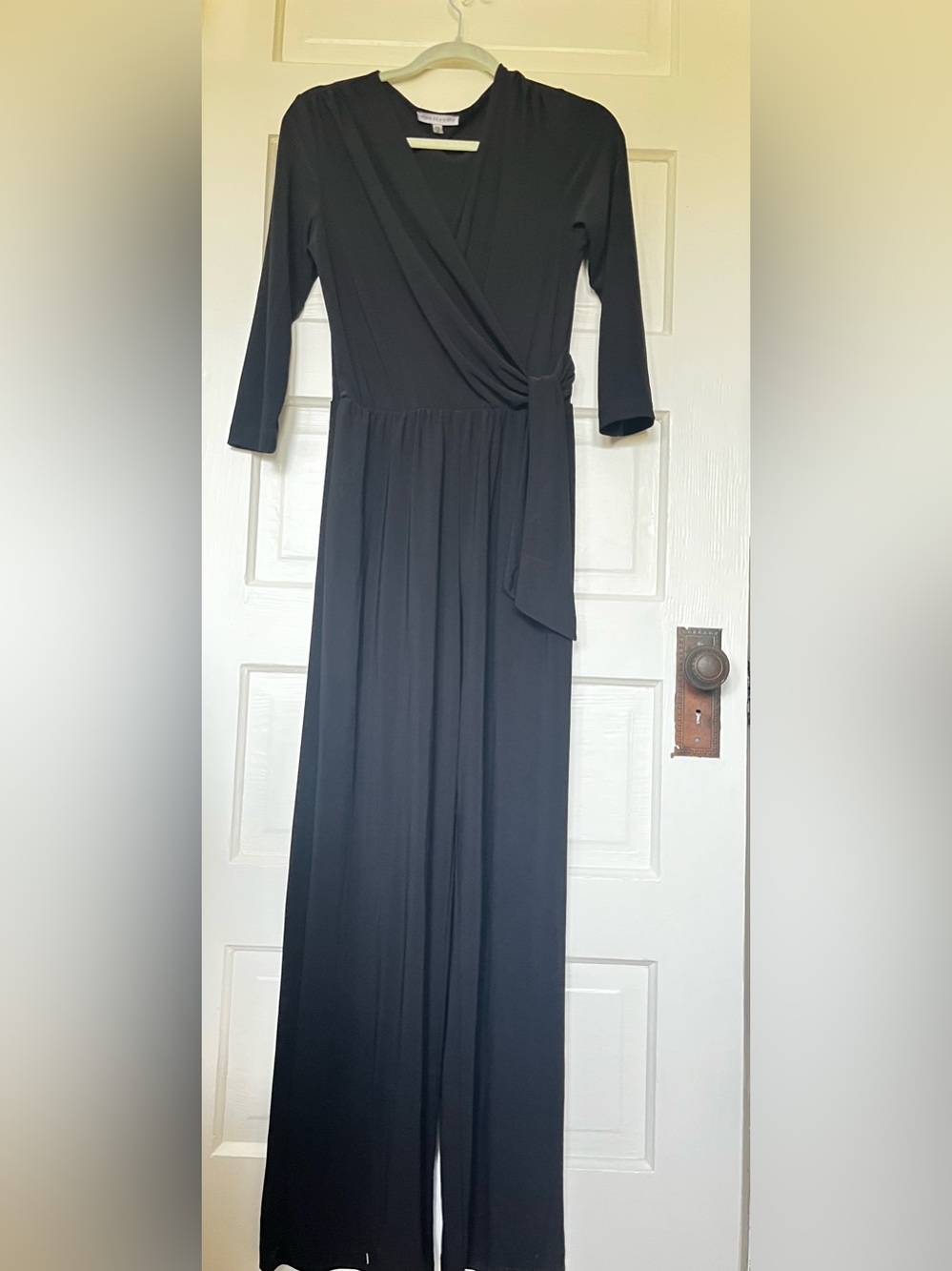 Annalee + Hope Black Wrap Jumpsuit | 3/4 Sleeve Tie Waist